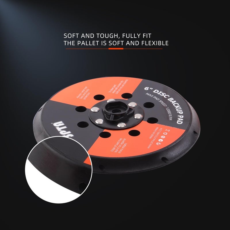 SPTA 2Pcs 6 Inch Universal Dual Action Backing Plate, Backing Plate for DA Polisher,Hook & Loop, 5/16"-24 Thread,Fits DA Polishers Up to 12,000 OPM,Sand,Buff,Polish & Finish, Auto Detailing -BP604 - Image 5